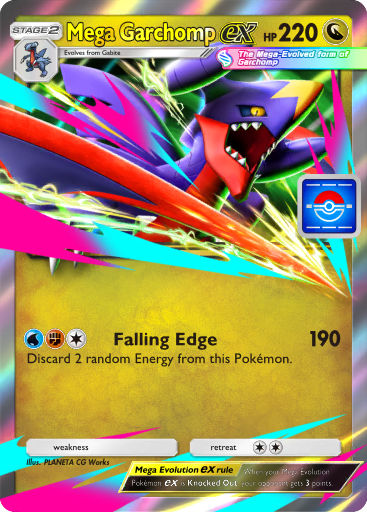 Carta Promo-B 99 de Mega Garchomp ex, con 220 PS y el ataque Falling Edge