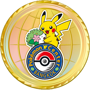 Medalla dorada de Pokémon Center BANGKOK con Pikachu y Shaymin