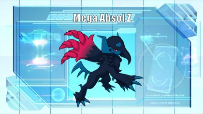 Mega-Absol Z, de pelaje oscuro y cresta roja, en Pokémon Champions