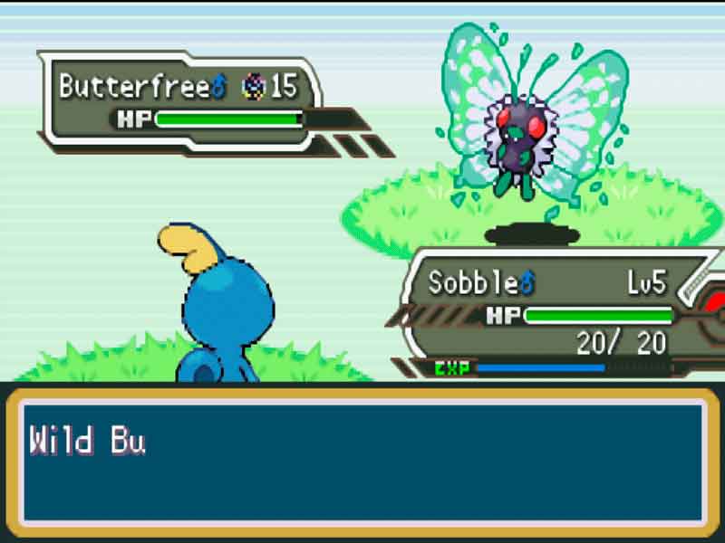 Combate entre Sobble y Butterfree en Pokémon Metal Red