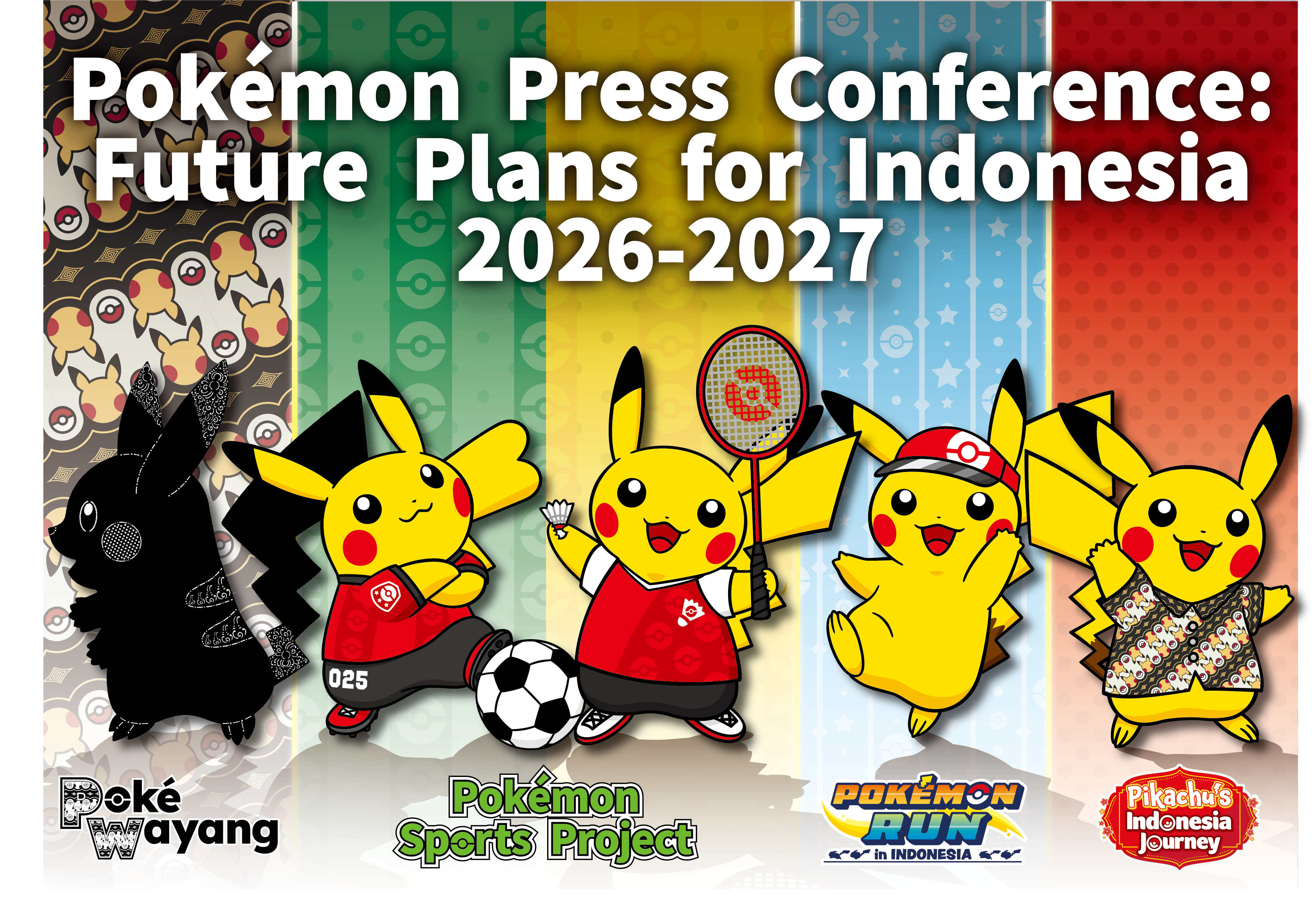 Cartel de la conferencia sobre los proyectos de Pokémon en Indonesia para 2026–2027