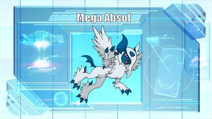 Mega-Absol, de pelaje blanco y alas extendidas, en Pokémon Champions
