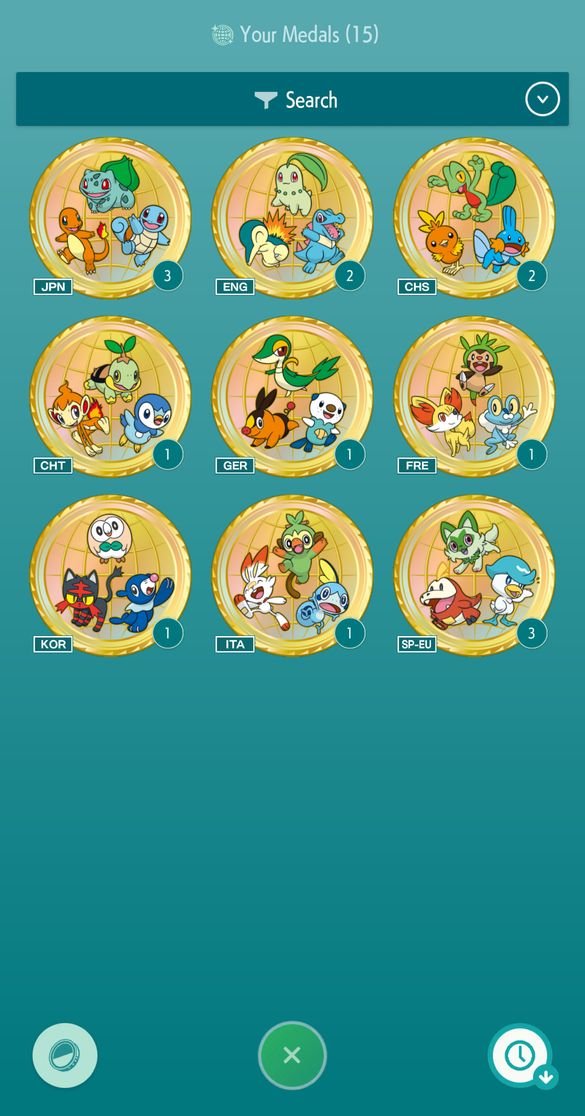 Pantalla de medallas de la versión móvil de Pokémon HOME
