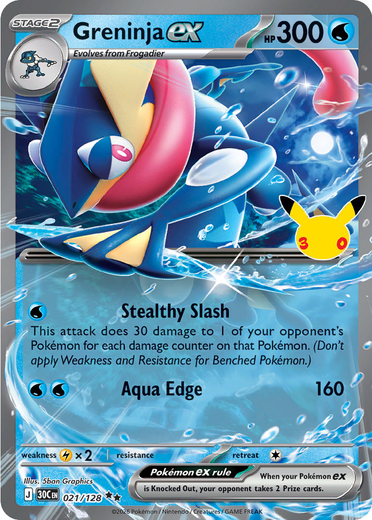 Carta Greninja ex número 21 de 30th Celebration en inglés