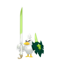 Sirfetch’d sostiene su puerro como espada y su hoja como escudo